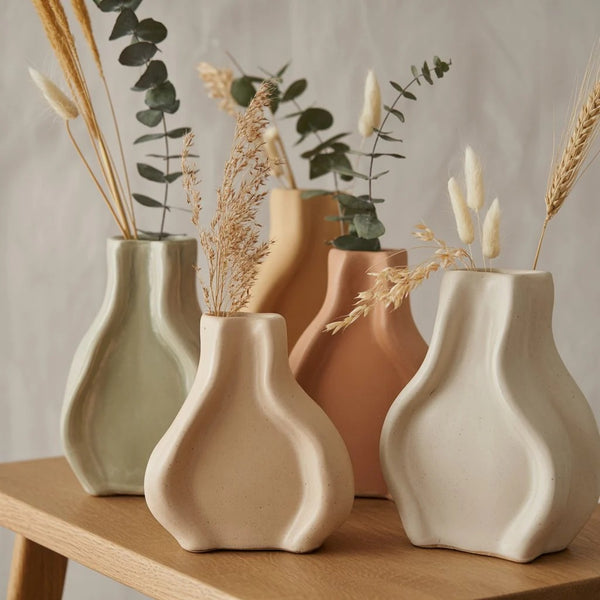 Ceramiczne wazony w naturalnych barwach – prostota, która podkreśla piękno natury. 🌾✨